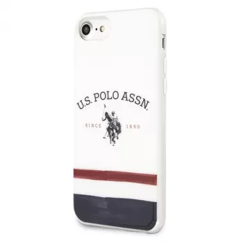 U.S. POLO ASSN. USHCI8PCSTRB iPhone 7/8/SE 2020/SE 2022 dėklas Baltas trijų spalvų raštas
