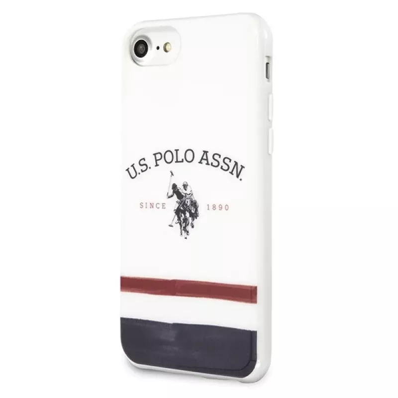 U.S. POLO ASSN. USHCI8PCSTRB iPhone 7/8/SE 2020/SE 2022 dėklas Baltas trijų spalvų raštas
