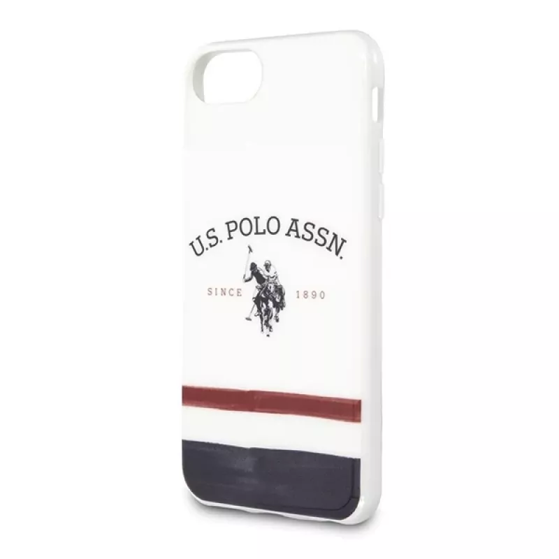 U.S. POLO ASSN. USHCI8PCSTRB iPhone 7/8/SE 2020/SE 2022 dėklas Baltas trijų spalvų raštas