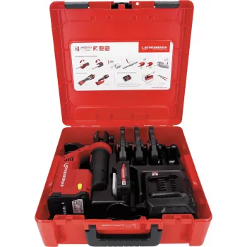 ROTHENBERGER ROMAX Compact III SET M 19 kN belaidis presavimo įrankis su 2 Ah baterija, įkrovikliu ir dėklu