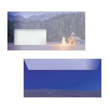 Sigel 50 Kalėdiniai vokai Christmas Chapel, DIN long, lipniu kraštu, įvairiaspalviai, 220 x 110 mm, 80 g/m², FSC sertifikuoti