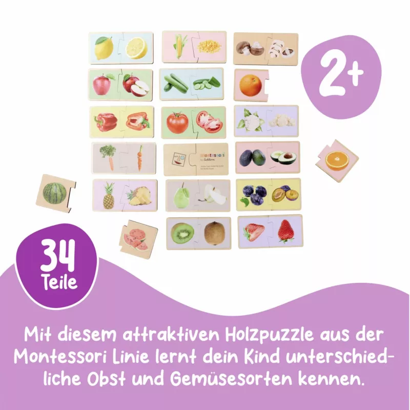 Eichhorn Montessori Puzzle – medinis formų įdėklas mažyliams nuo 12 mėn., FSC 100 %