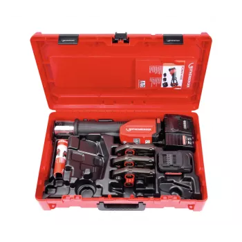 Rothenberger ROMAX 4000 Basic Set belaidžio presavimo mašina su CAS baterija, įkrovikliu ir SV 15 žnyplėmis