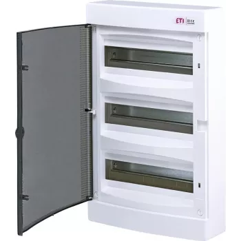 ECT36PT-S plastikinis skirstomasis skydas NT 36M 3x 12M N+PE IP40 IK07 526x287x112, dūminės spalvos durelės, baltas DIDO