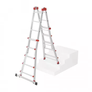 Hailo M80 4x5 kopėčios, daugiafunkcinės kombinuotos kopėčios, aliuminio, 20 pakopų, 150 kg, EN 131 Professional