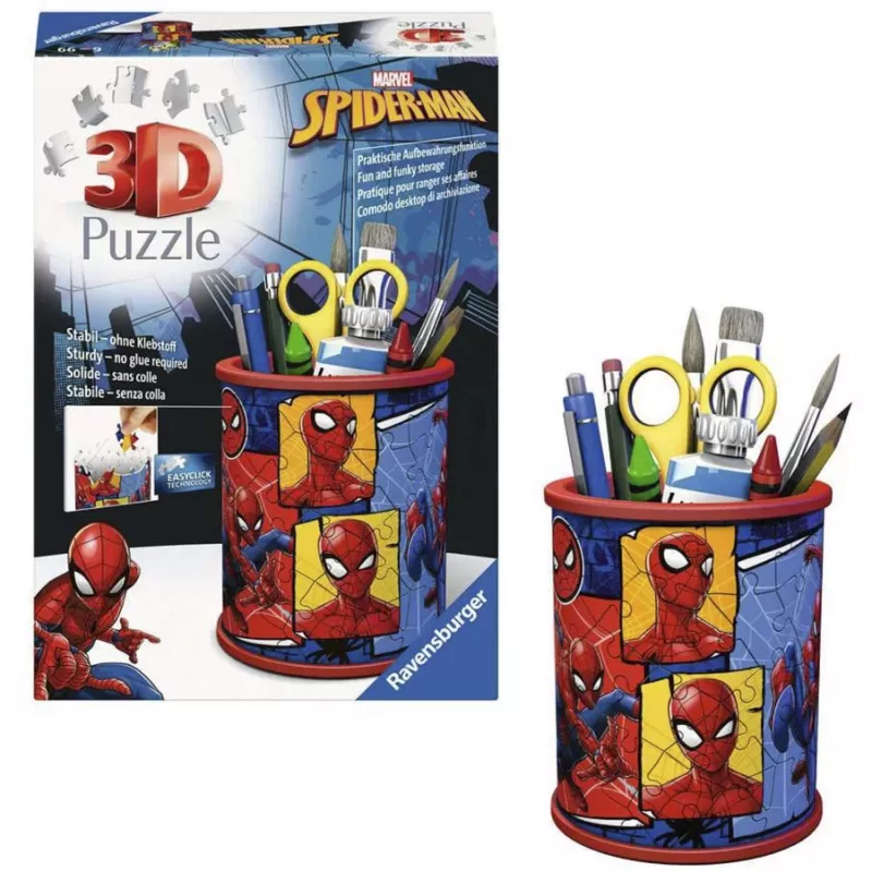 RAVENSBURGER 3D Puzzle Spider-Man rašiklių laikiklis - 54 dalys, oficialus Marvel, Easy Click
