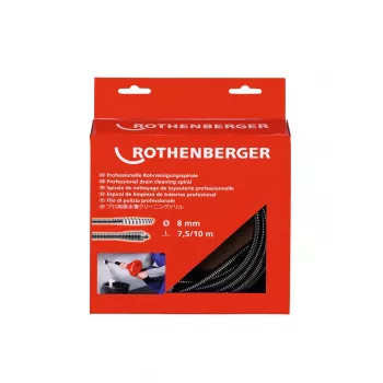 Rothenberger ROSPIMATIC L kanalizacijos valymo spiralė 8 mm x 7,5 m su įrankių mova