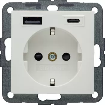 Berker S.1 SCHUKO rozetė su USB-C PD 20W, poliarinė balta matinė