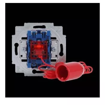 ABB Busch-Duro 2000® SI traukiamasis jungiklis su 2 m virvute, 1 poliaus NC, 10 A, 250 V AC, Alpių baltumo, įleidžiamas montavimas