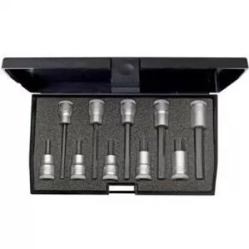 GEDORE 1509918 10 dalių šešiabriaunių lizdinių antgalių rinkinys 3/8 inch pavara (10 mm) H4-H17 metaliniame dėkle