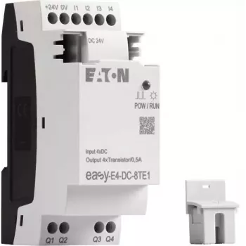 Eaton easyE4 DC 8TE1 skaitmeninių I/O plėtimo modulis, 4DI/4DO, 24V DC, tranzistorinis PNP