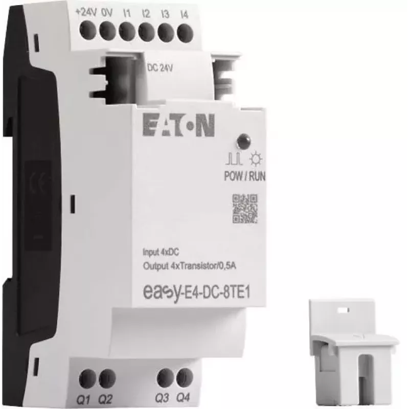 Eaton easyE4 DC 8TE1 skaitmeninių I/O plėtimo modulis, 4DI/4DO, 24V DC, tranzistorinis PNP