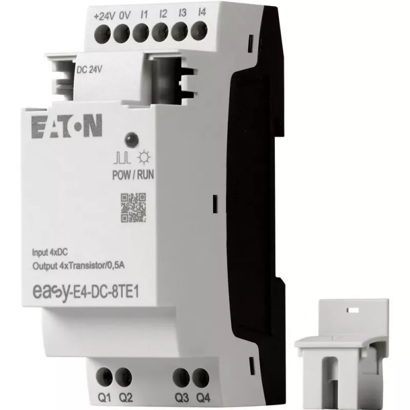 Eaton easyE4 DC 8TE1 skaitmeninių I/O plėtimo modulis, 4DI/4DO, 24V DC, tranzistorinis PNP