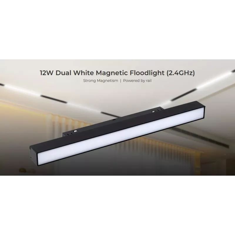 MIBOXER MF2-12A-RF LED 48V takų prožektorius 12W CCT 2.4G keičiama balta šviesa, juoda