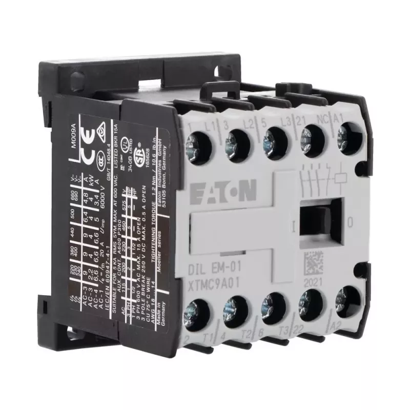 Eaton DILEM-01-G Mini kontaktorius, 3 polių, 1 NC, 24 V DC ritė, 4 A AC-3