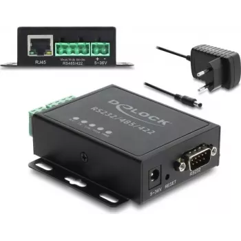 Delock Ethernet LAN keitiklis į RS-232/RS-485/RS-422 ir Modbus RTU/TCP šliuzas su 1,5 kV izoliacija
