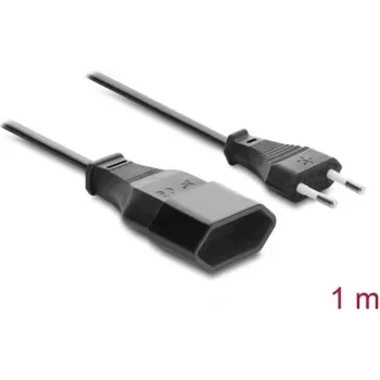 Delock Europlug prailginimo laidas CEE 7/16 kištukas į lizdą 2 x 0,75 mm², 1 m, juodas