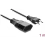 Delock Europlug prailginimo laidas CEE 7/16 kištukas į lizdą 2 x 0,75 mm², 1 m, juodas