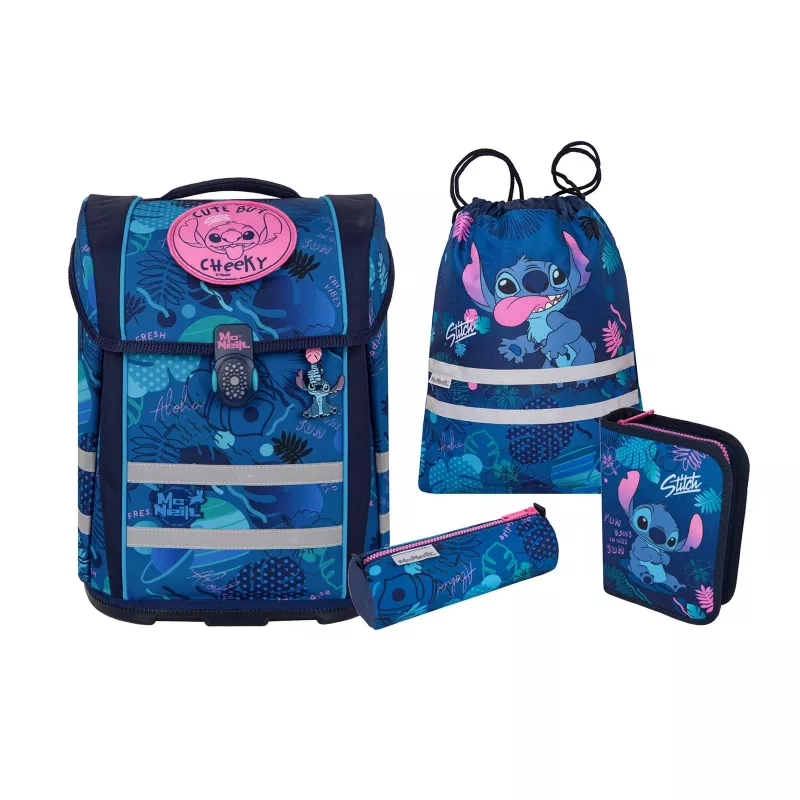 McNeill PERFECTO mokyklinė kuprinė 5 dalių rinkinys Disney Stitch