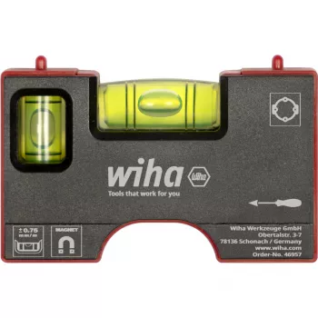 WIHA Mini Spirit Level Pocket 8 cm pilka/raudona su magnetu