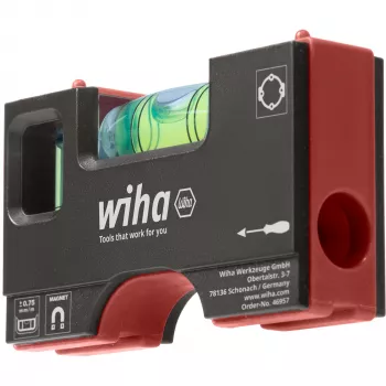 WIHA Mini Spirit Level Pocket 8 cm pilka/raudona su magnetu