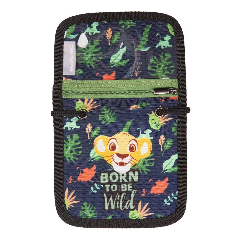 McNeill Lion King krūtinės maišelis – Disney „Karalius Liūtas“ kaklo piniginė vaikams, mėlyna/žalia