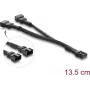 Delock Y-Fan kabelis 1 x 4 kontaktų PWM lizdas į 2 x 4 kontaktų PWM kištukus su pintu apvalkalu, 13,5 cm, juodas