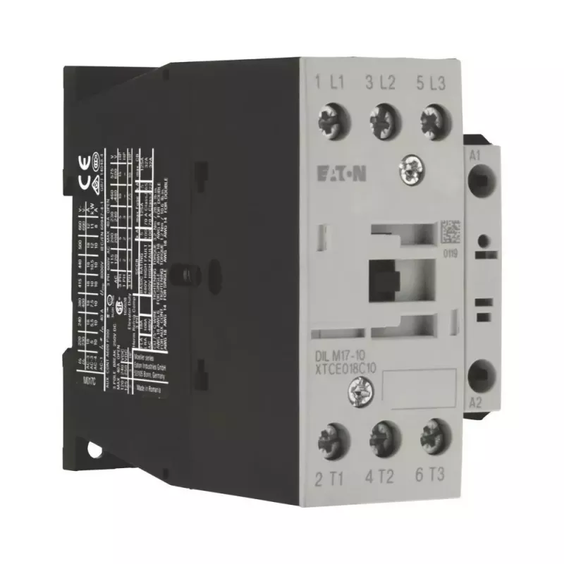 Eaton DILM17-10 galios kontaktoriai, 3 polių, 1 NO pagalbinis, 230 V AC 50 Hz / 240 V AC 60 Hz ritė, 17 A, 7.5 kW