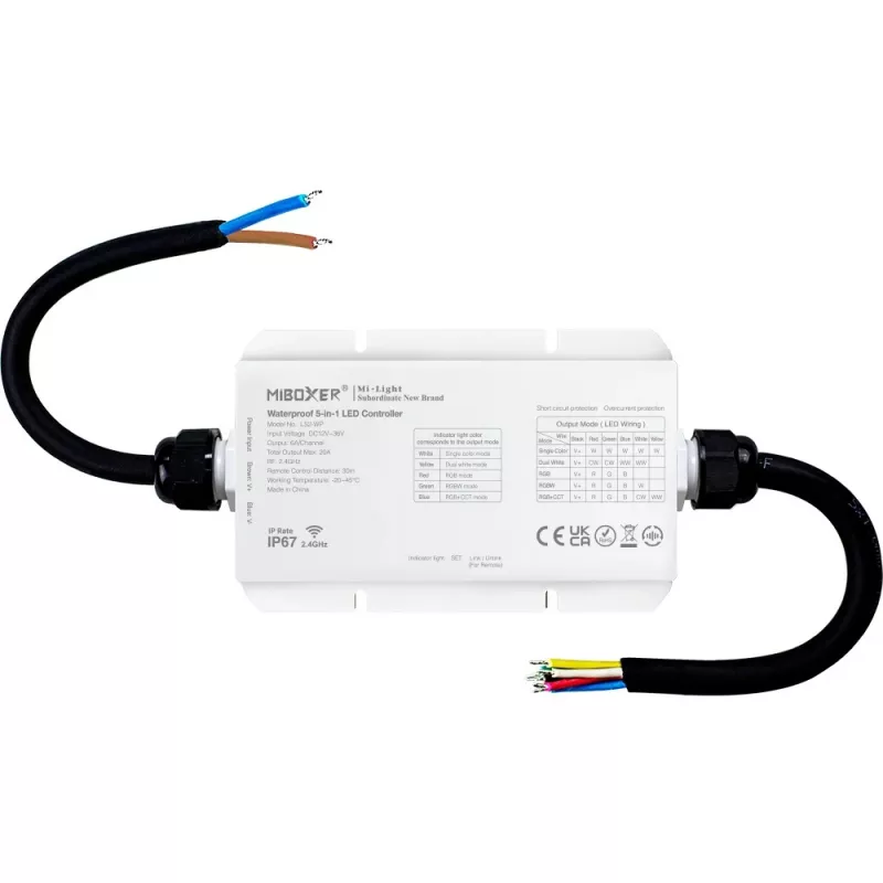 Miboxer LS2-WP vandeniui atsparus IP67 5-in-1 LED valdiklis su 2.4G valdymu