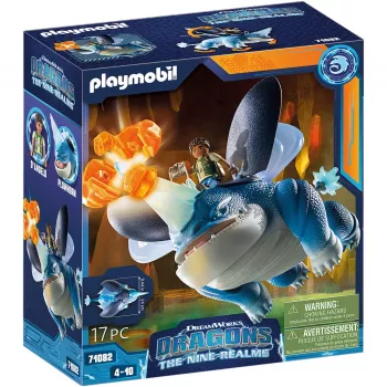 Playmobil 71082 Dragons: The Nine Realms – Plowhorn ir D'Angelo su krištolo uolos sprogimo funkcija