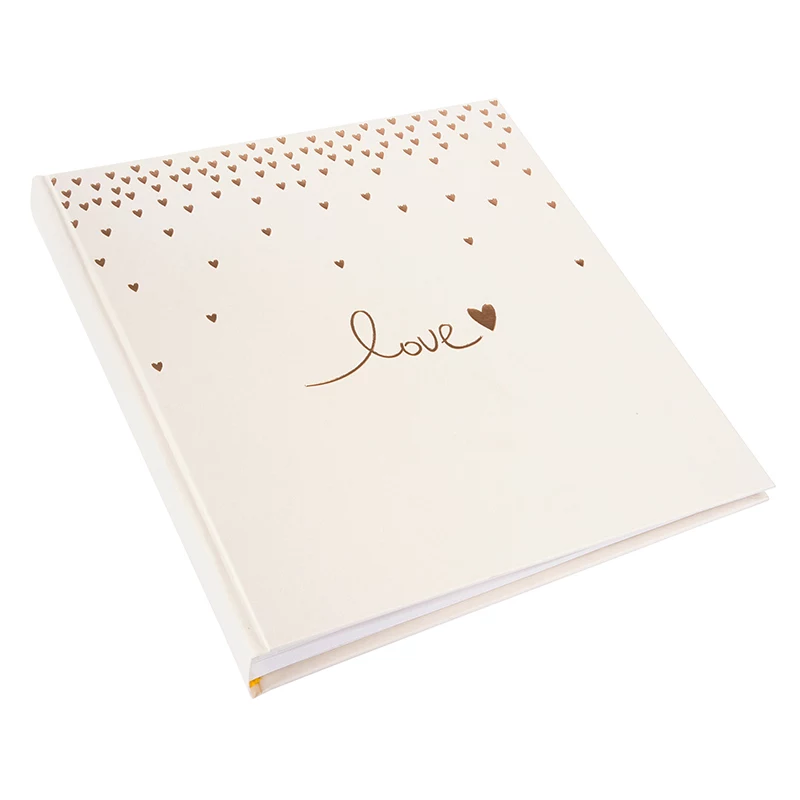 Goldbuch Raining Hearts smėlio spalvos fotoalbumas, 60 baltų puslapių, kieti viršeliai, PU viršelis, 31x30 cm