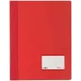 DURABLE DURALUX Extra Wide A4 segtuvas su metaliniu spaustuku, raudonas peršviečiamas PVC (25 vnt. pak.)