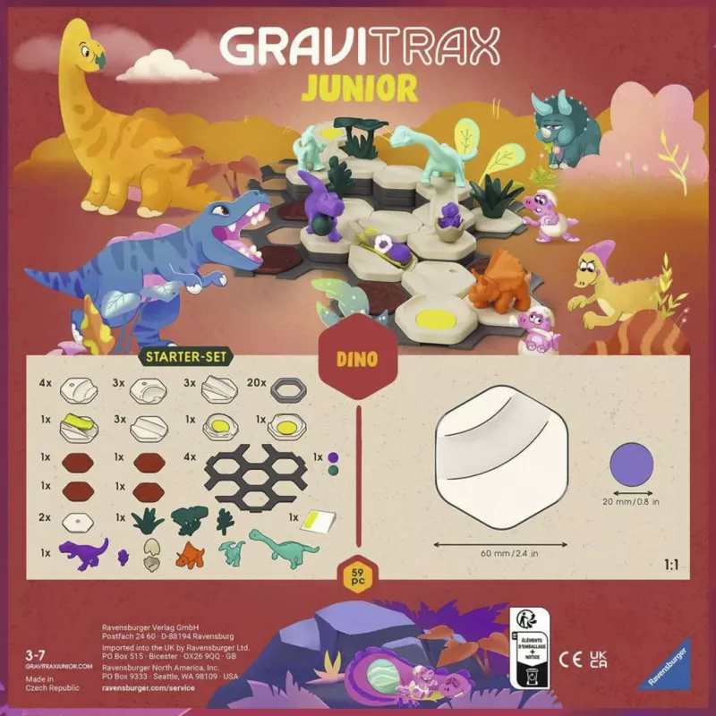 RAVENSBURGER GraviTrax Junior Starter Set S Dino - 102 dalių rutuliukų trasa nuo 3 metų
