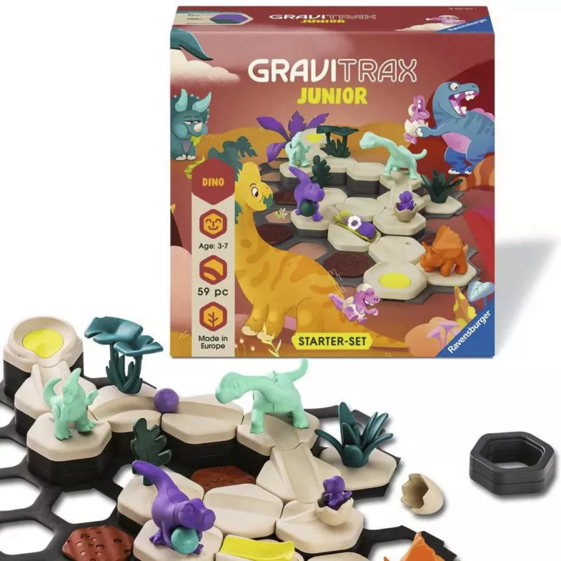 RAVENSBURGER GraviTrax Junior Starter Set S Dino - 102 dalių rutuliukų trasa nuo 3 metų