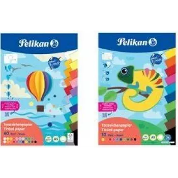 Pelikan Construction Paper Block DIN A3, 10 lapų, 10 spalvų, 120 g/m², klijuotas blokas