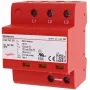 DEHN DSH TNC 255 4 polių 1+2 tipo kombinuotas viršįtampių iškroviklis TN-C sistemoms, 255 V AC, 25 kA (10/350 µs) vienam poliui, 100 kA bendras, DIN bėgelio montavimui, raudonas