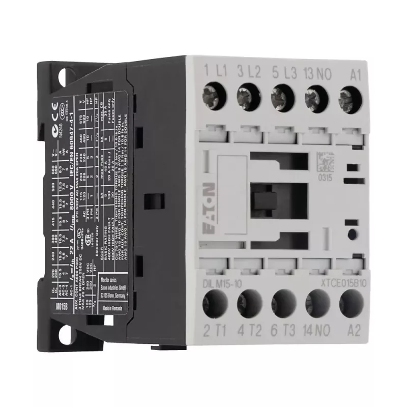 Eaton DILM15-10 24 V DC galios kontaktoriai, 3 polių, 15 A, 7,5 kW, 1 NO pagalbinis kontaktas