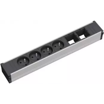 Bachmann CONI 4xUTE 2xABD maitinimo skirstytuvas, 4 universalūs lizdai, 2 USB įkrovimo prievadai, juodos spalvos