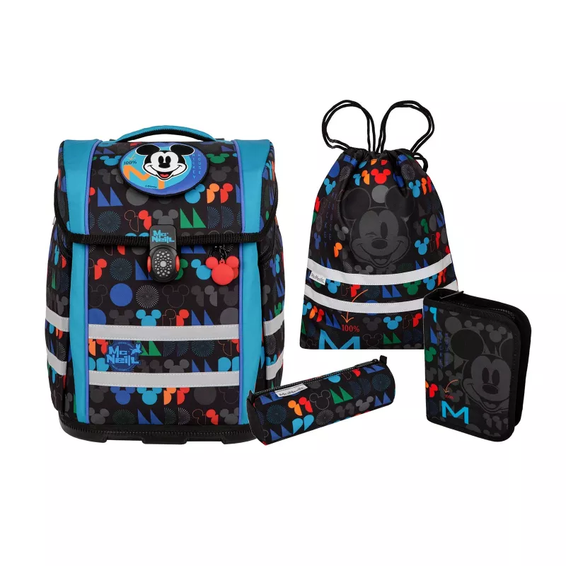 McNeill PERFECTO mokyklinė kuprinė su 5 dalių komplektu – Disney Mickey Mouse