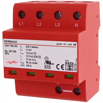 DEHN DSH TNS 255 1+2 tipo kombinuotas viršįtampių iškroviklis TN-S sistemoms