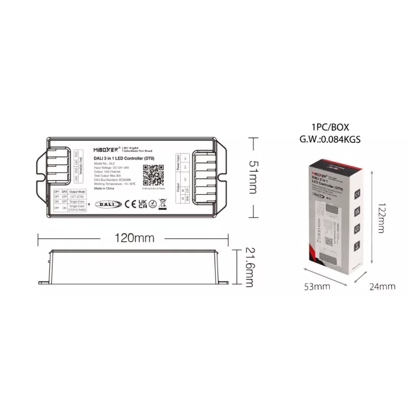Miboxer DL2 LED DALI 3in1 valdiklis (DT8)