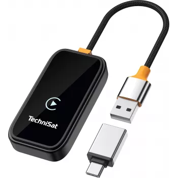TechniSat Technicast 100 belaidis CarPlay ir Android Auto adapteris – juodas, USB-C, Plug & Play