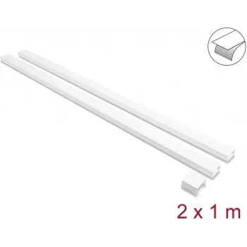 Delock lipnus kabelių kanalas su stumdomu dangteliu 40 x 19 mm, su jungiamąja detale, 1 m, 2 vnt., baltas