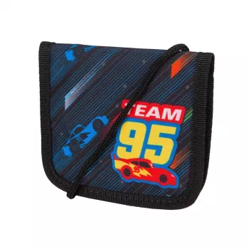 McNeill Brustbeutel CARS vaikiška kaklo piniginė su atsegamu dirželiu, Disney Pixar Cars Lightning McQueen dizainas, poliesteris, užtrauktukas, monetų kišenė, ID langelis, mėlyna