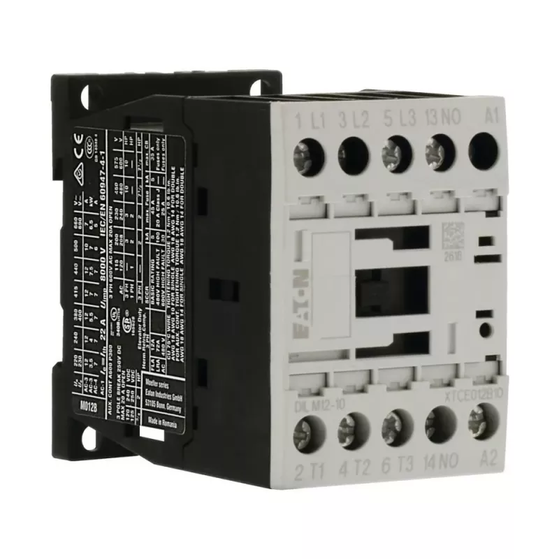 EATON DILM12-10 24VDC galios kontaktorius 3 polių 1NO 12A 5.5kW 400V AC-3 DIN bėgelis