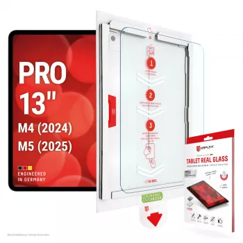 E.V.I. DISPLEX Tablet Real Glass apsauginis stiklas Apple iPad Pro 13 (2024/2025) - 9H grūdintas stiklas, itin skaidrus, 2,5D užapvalinti kraštai, oleofobinė danga, montavimas be burbuliukų