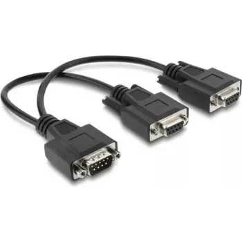 Delock Y-splitter laidas D-Sub 9 vyriškas į 2 x moteriškus su varžtais 25 cm