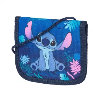 McNeill Disney Stitch krūtinės maišelis mėlynas - vaikų kaklo piniginė su užtrauktuku ir Velcro kišenėmis