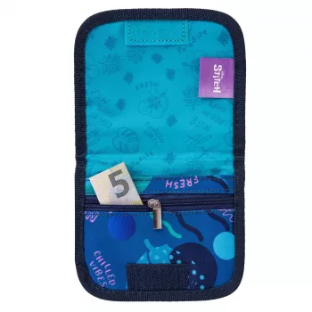 McNeill Disney Stitch krūtinės maišelis mėlynas - vaikų kaklo piniginė su užtrauktuku ir Velcro kišenėmis