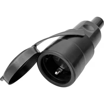 Bachmann BM0028125 Solid Rubber Protective Cover with Lid for Schuko Coupling, Black
